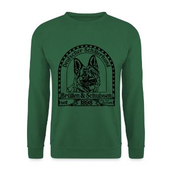 Schäferhund Brüllen und Schubsen schwarz - Unisex Pullover - Grün - Vorne