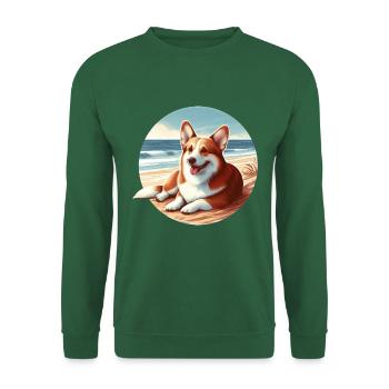 Welsh Corgi on the Beach Drawing - Unisex Sweatshirt - green - Front