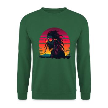 Synthwave Jamaican Rasta Man - Sweat-shirt Unisexe - vert foncé - Devant