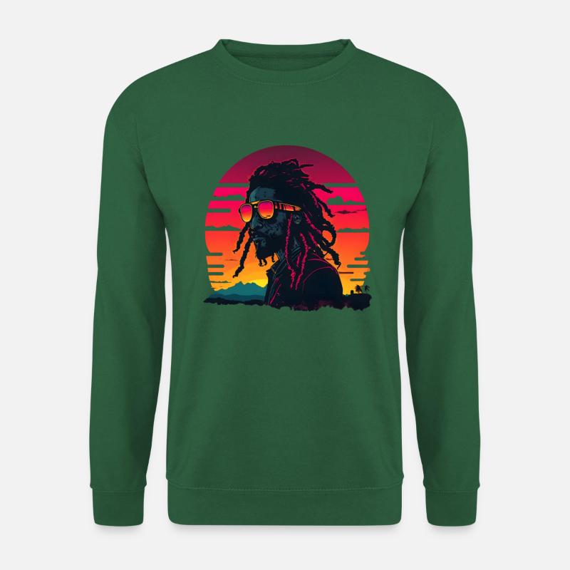 Synthwave Jamaican Rasta Man - Unisex Sweatshirt - green