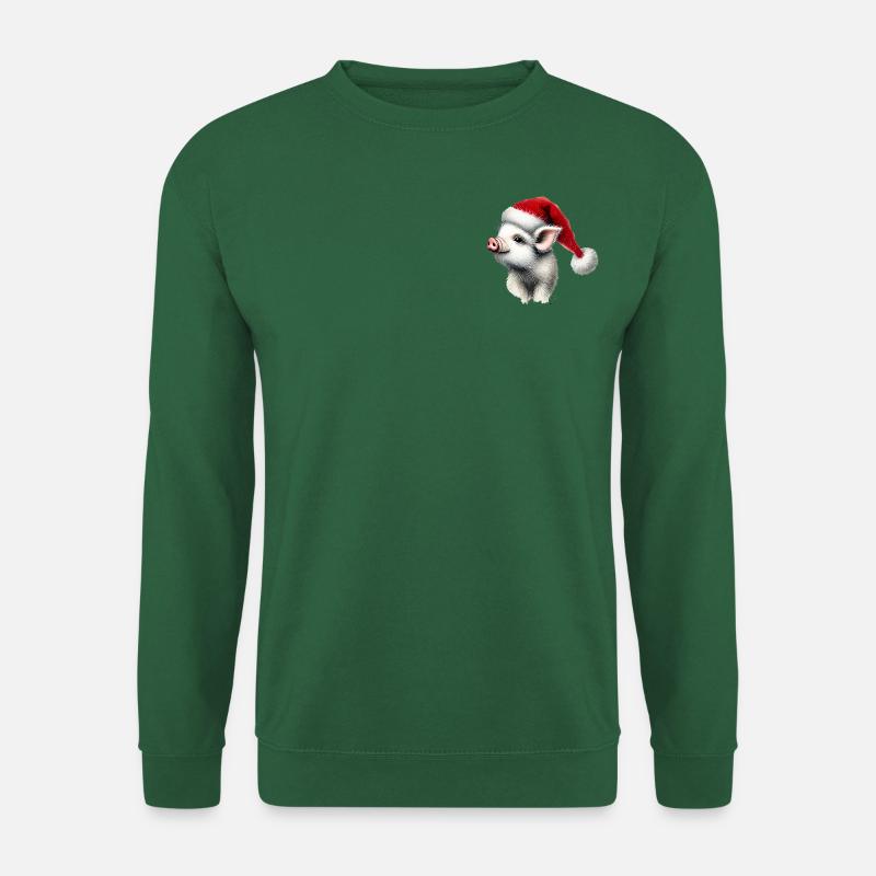 Weihnachtsferkel mit Nikolausmütze - Unisex Pullover - Grün