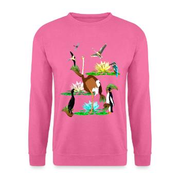 die bunte Welt der Vögel Seerosen Libelle - Unisex Pullover - Pink - Vorne