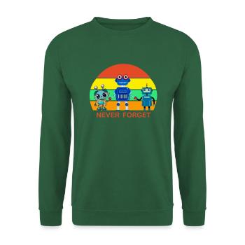 Drôle vintage Retro ROBOTS - N’oubliez jamais le design - Sweat-shirt Unisexe - vert foncé - Devant