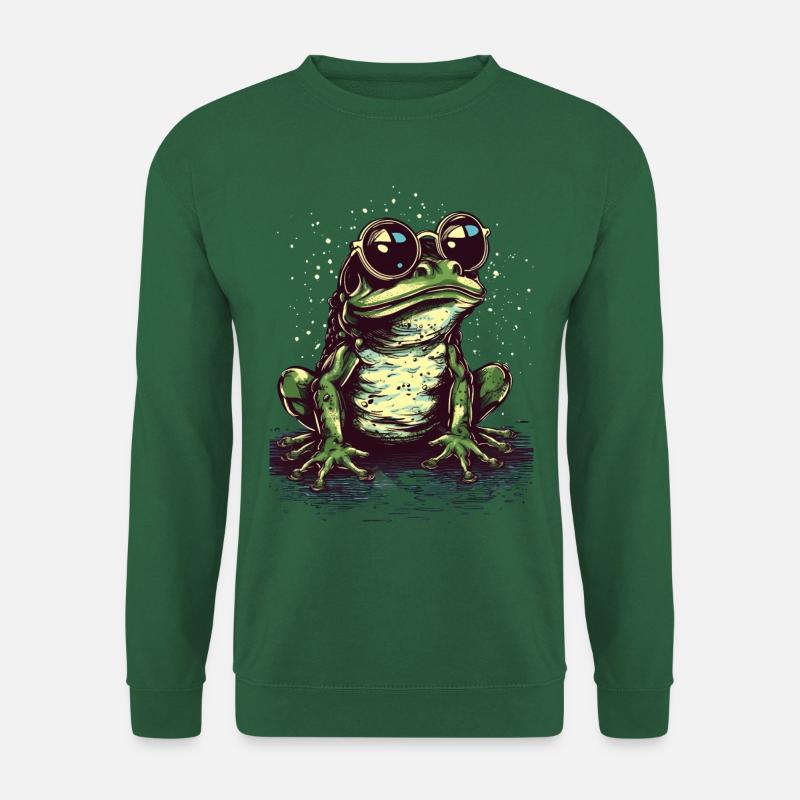 Cooler grüner Frosch mit Sonnenbrille - Unisex Pullover - Grün