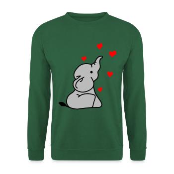 Elefant Herz Liebe - Unisex Pullover - Grün - Vorne