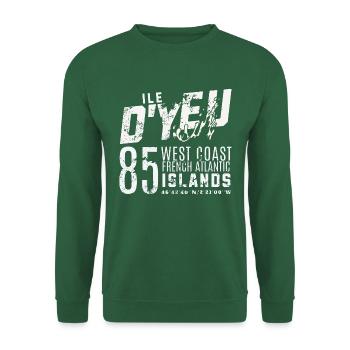 ile d Yeu West Coast French Atlantic Islands - Sweat-shirt Unisexe - vert foncé - Devant