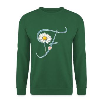 Buchstabe F Gänseblümchen Herz - Unisex Pullover - Grün - Vorne