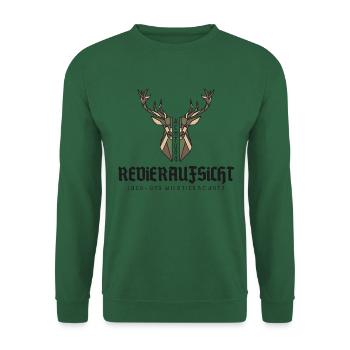 REVIERAUFSICHT HIRSCH WILD TIER JAGD JÄGER SPRUCH - Unisex Pullover - Grün - Vorne