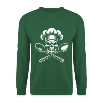 Crâne avec toque et cuillères croisées - Sweat-shirt Unisexe - vert foncé - Devant