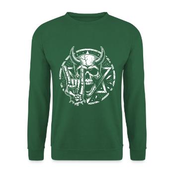 Skull mit Hörnern Pentagramm macht devil horns - Unisex Pullover - Grün - Vorne