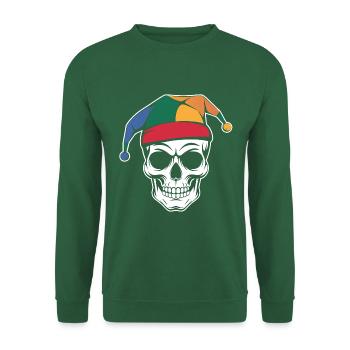 Drôle de crâne avec bonnet de fou - Sweat-shirt Unisexe - vert foncé - Devant