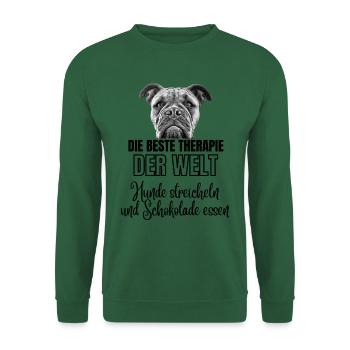 DIE BESTE THERAPIE Hund Hunde Bulldogge - Unisex Pullover - Grün - Vorne