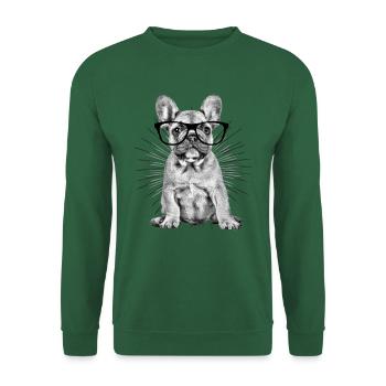 FRENCH BULLDOG Lunettes Chien Chiens Bulldog - Sweat-shirt Unisexe - vert foncé - Devant