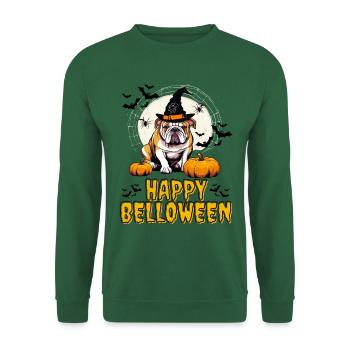 HAPPY BELLOWEEN Halloween Dog Dogs Bulldog - Unisex Sweatshirt - green - Front