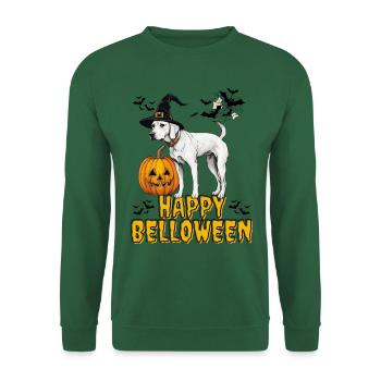 HAPPY BELLOWEEN Halloween Chien Chiens Bouledogue - Sweat-shirt Unisexe - vert foncé - Devant