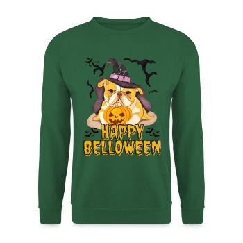 HAPPY BELLOWEEN Halloween Dog Dogs Bulldog - Unisex Sweatshirt - green - Front