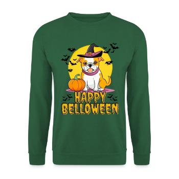 HAPPY BELLOWEEN Halloween Dog Dogs Bulldog - Unisex Sweatshirt - green - Front