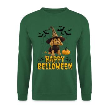 HAPPY BELLOWEEN Halloween Hund Hunde Bulldogge - Unisex Pullover - Grün - Vorne