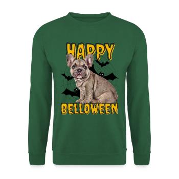 HAPPY BELLOWEEN Halloween Hund Hunde Bulldogge - Unisex Pullover - Grün - Vorne