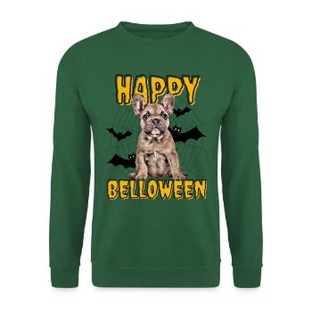 HAPPY BELLOWEEN Halloween Hund Hunde Bulldogge - Unisex Pullover - Grün - Vorne