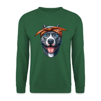 Pitbull chiot dessin animé - Sweat-shirt Unisexe - vert foncé - Devant