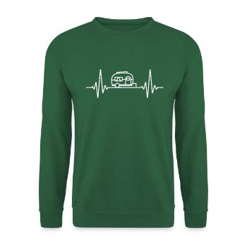 Puls Frequenz Wohnwagen | Herzschlag EKG Camping - Unisex Pullover - Grün - Vorne