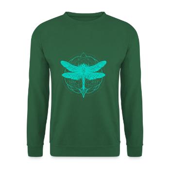Libellule avec ornement turquoise - Géométrie sacrée - Sweat-shirt Unisexe - vert foncé - Devant
