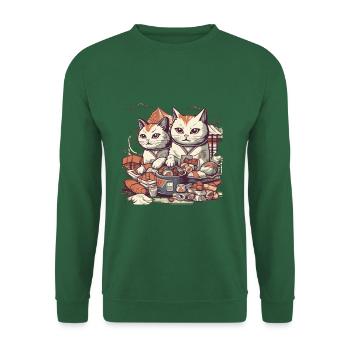 Comic cats eat sweet pastries - Unisex Sweatshirt - green - Front