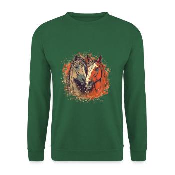 Deux chevaux amoureux - motif cheval - Sweat-shirt Unisexe - vert foncé - Devant
