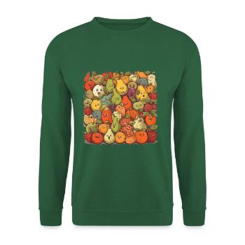 Funny Comic Fruits, Cartoon Fruit - Sweat-shirt Unisexe - vert foncé - Devant