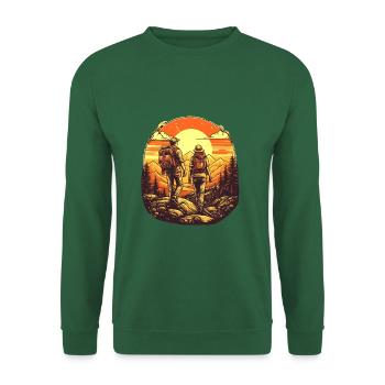 Cooles Wanderer Motiv - Wandern in den Bergen - Unisex Pullover - Grün - Vorne