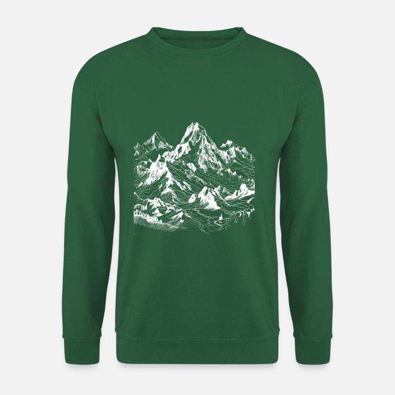 Minimalistisches Berg, Alpen Motiv Lineart - Unisex Pullover - Grün