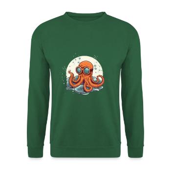 Nerdy Comic Octopus with Glasses - Unisex Sweatshirt - green - Front