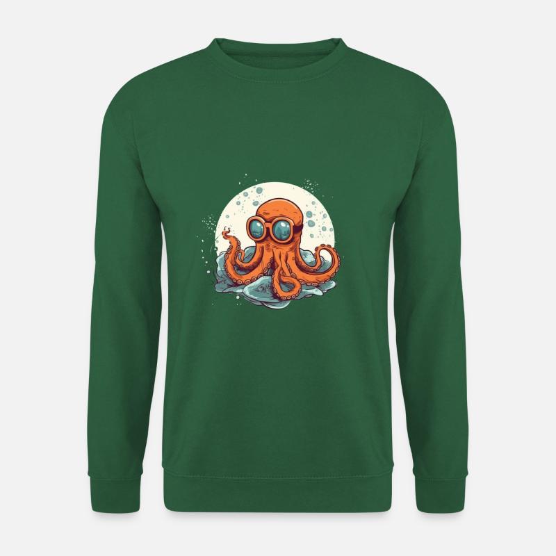 Nerdy Comic Oktopus mit Brille - Unisex Pullover - Grün