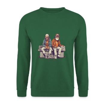 Deux vieux messieurs cool qui traînent - style hipster - Sweat-shirt Unisexe - vert foncé - Devant
