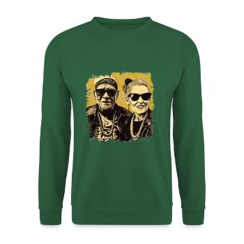 Cool bestager punker couple with sunglasses - Unisex Sweatshirt - green - Front