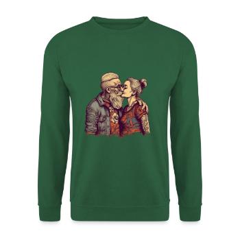Cool Best Ager baisers de couple avec tatouages - Sweat-shirt Unisexe - vert foncé - Devant