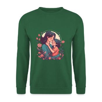 Beautiful Mother's Day design, child hugging mother - Unisex Sweatshirt - green - Front