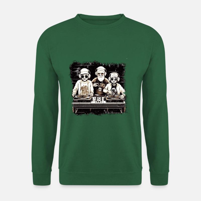 Coole ältere DJ´s mit Sonnenbrille und Kopfhörern - Unisex Pullover - Grün