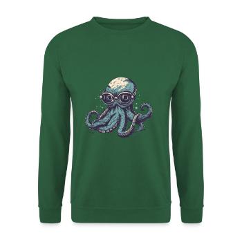 Nerdy Comic Octopus with Glasses - Unisex Sweatshirt - green - Front
