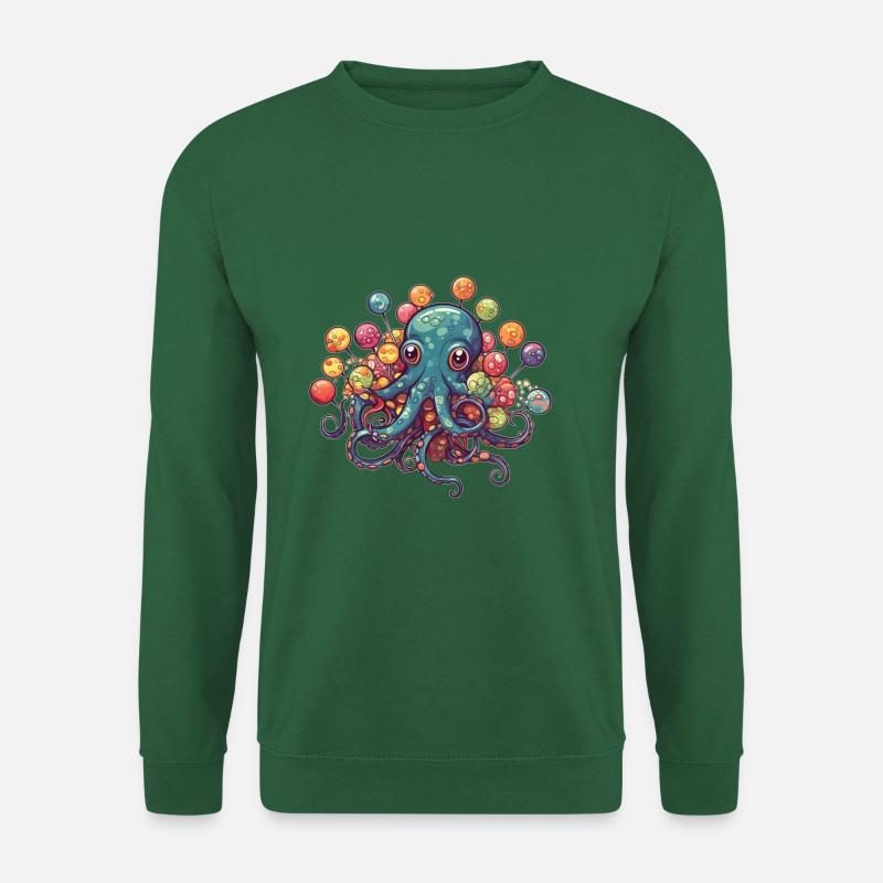 Lustiger Comic Oktopus mit Lollipops - Unisex Pullover - Grün