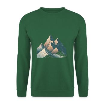 Minimalistisches Berg, Alpen Motiv - Unisex Pullover - Grün - Vorne