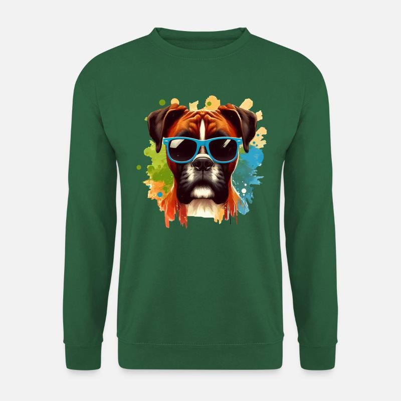 Bunte Boxer-Hund-Splash-Kunst - Unisex Pullover - Grün