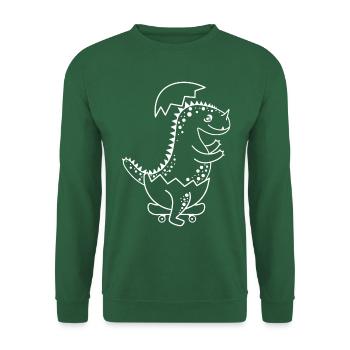 Frisch geschlüpftes Dinosaurier-Baby beim Skaten! - Unisex Pullover - Grün - Vorne