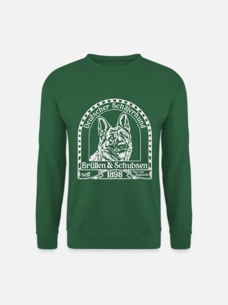 Schäferhund Brüllen&Schubsen weiß - Unisex Pullover - Grün