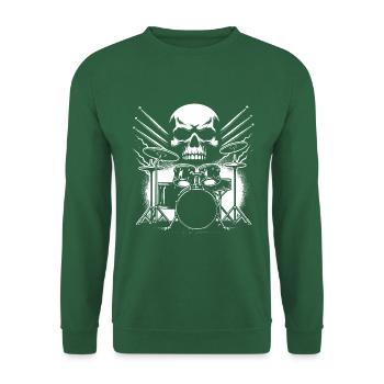Schlagzeug und Skull Schlagzeuger Rockband - Unisex Pullover - Grün - Vorne