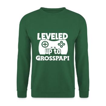 Leveled to Grosspapi befördert zum Grosspapi Opa - Unisex Pullover - Grün - Vorne