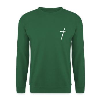 Croix Chrétienne blanche dessinée - Sweat-shirt Unisexe - vert foncé - Devant