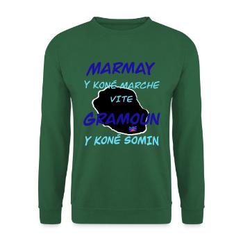 Marmay y koné marche vite, Gramoun y koné somin - Sweat-shirt Unisexe - vert foncé - Devant