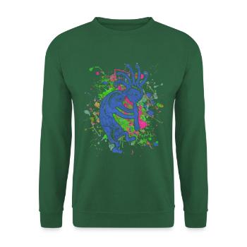 Native Americans Kokopelli - Colorfully Splashes 1 - Unisex Sweatshirt - green - Front